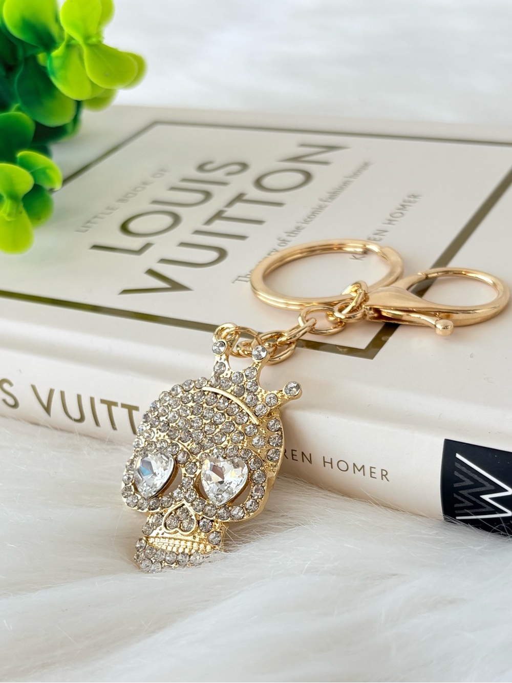 Gold Crystal Crown Skull Keychain/Bag Charm - Crystal Rhinestones
